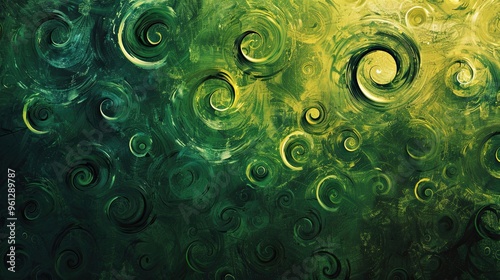 Wallpaper Mural Swirling green and yellow patterns with rough textures create a dynamic Post-Impressionist backdrop Torontodigital.ca