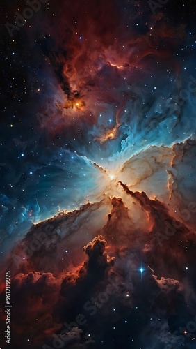 Space illustration background design wallpaper starry galaxy nebulas, planets and astronomical objects