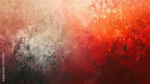 Abstract forms in red and gray with rough textures and gradient transitions create a modern look