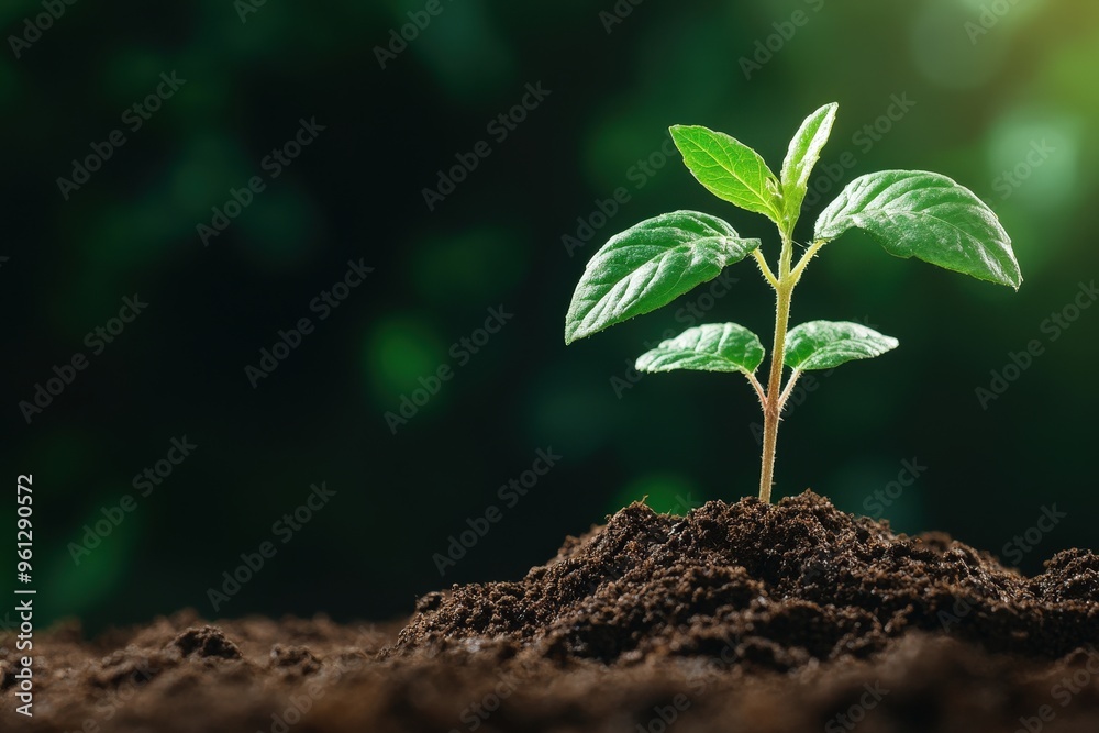 A Fresh Sprout Emerges From Rich Soil, Symbolizing Growth and New Beginnings in Nature's Cycle A Fresh Sprout Emerges From Rich Soil, Symbolizing Growth and New Beginnings in Nature's Cycle