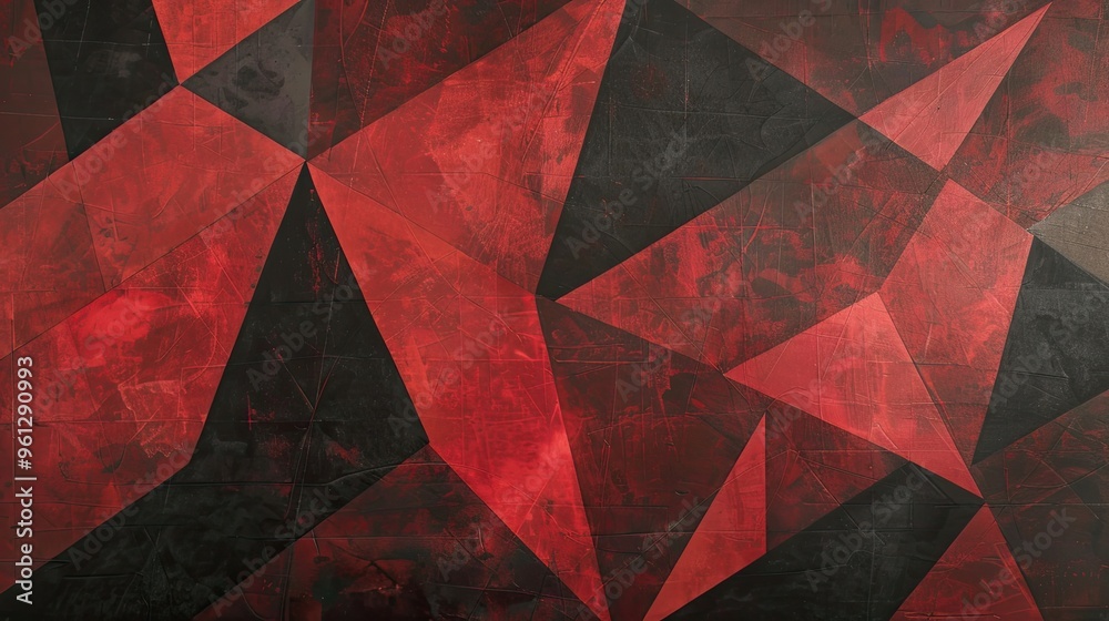Bold red and black triangles with textures and light create a modern Post-Impressionist wallpaper look Bold red and black triangles with textures and light create a modern Post-Impressionist wallpaper look