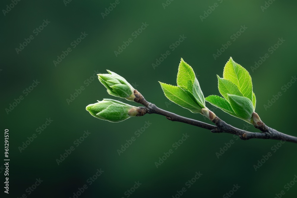 Emerging New Buds on a Branch Symbolizing Hope and Renewal in Nature's Seasonal Cycle Emerging New Buds on a Branch Symbolizing Hope and Renewal in Nature's Seasonal Cycle