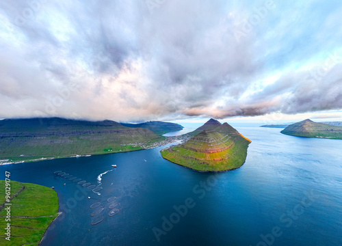 Clouds at sunset over Bordoy island, Faroe Islands photo