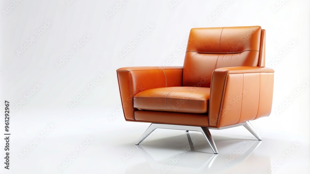 Asymmetrical orange leather chair on a white background Asymmetrical orange leather chair on a white background