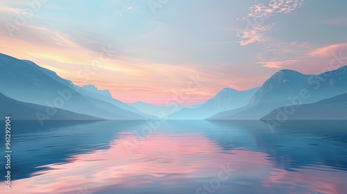 Wallpaper showcasing a serene mountain lake at dusk with still waters reflecting the surrounding peaks