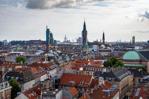 Beautiful view of Copenhagen. Historical buildings in the capital of Denmark