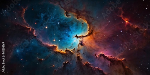 Space illustration background design wallpaper starry galaxy nebulas, planets and astronomical objects