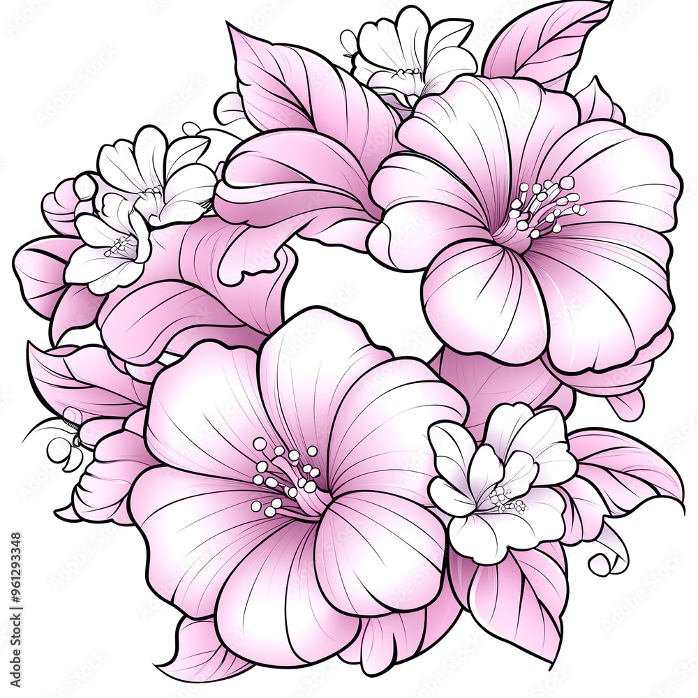 A flower arrangement with pink flowers and white flowers. The arrangement is very pretty and colorful A flower arrangement with pink flowers and white flowers. The arrangement is very pretty and colorful