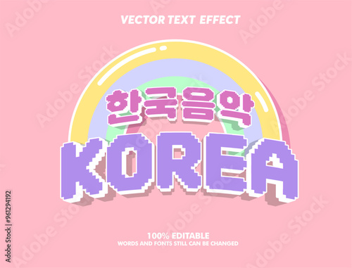 Editable text effect Korean Movie Food K-Drama 3d cartoon template style premium vector	