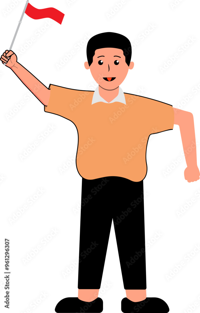 Smiling man holding flag Smiling man holding flag
