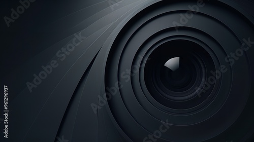 A minimalist image of a camera lens dark background