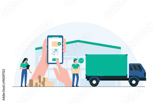 Logistics Team Coordinating Shipments in Warehouse. Illustration