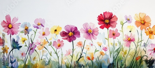 Captivating Watercolor Flower Garden in Vibrant Colors