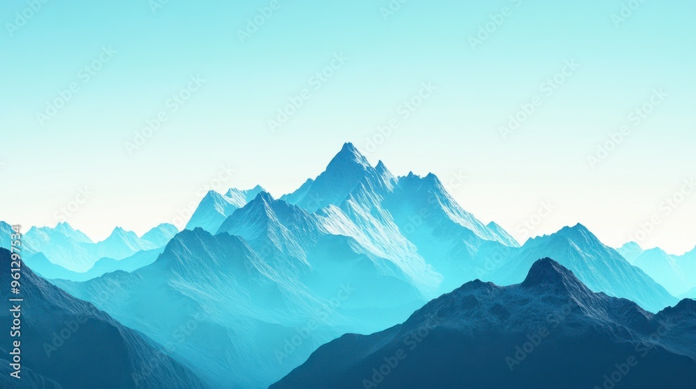 A clear sky over a mountain range, with peaks sharply defined against the bright blue background. A clear sky over a mountain range, with peaks sharply defined against the bright blue background.