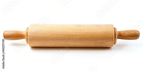 Asymmetrical wooden rolling pin on white surface