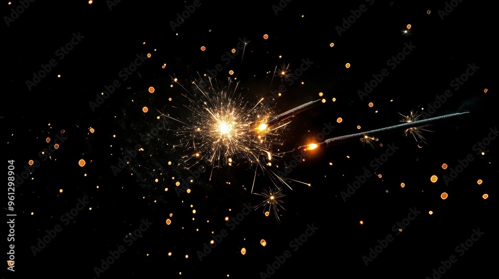 Obraz premium Stunning Fireworks Exploding in the Night and Holiday Event Backdrop