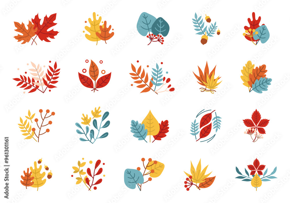 Autumn Leaves Illustration Element Set Autumn Leaves Illustration Element Set