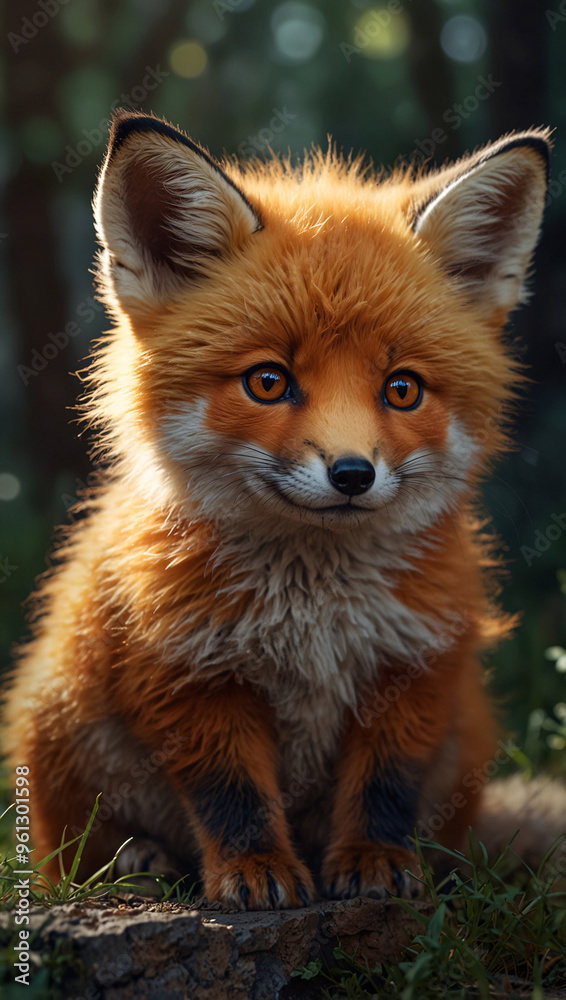 A heartwarming scene of a tiny baby fox A heartwarming scene of a tiny baby fox