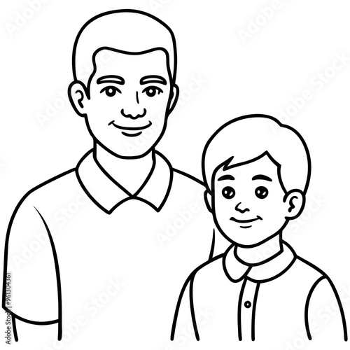 dad and son line art 