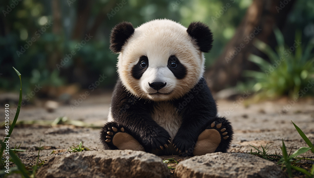 A peaceful moment where a baby panda A peaceful moment where a baby panda
