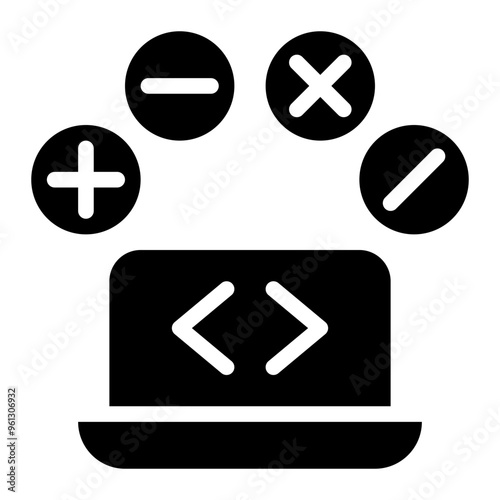 arithmetic operator, arithmetic, operators, programming, coding, computer science solid or glyph icon