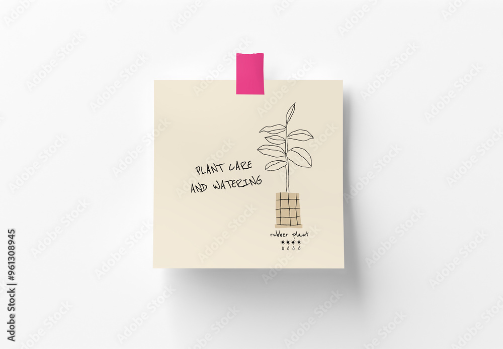 Stationery Sticky Note Mockup With Generative AI Stock Template | Adobe ...