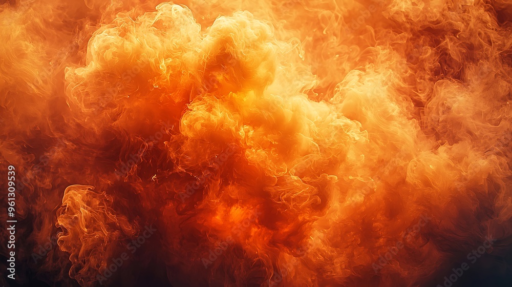Obraz premium A vibrant texture of orange and red smoke, adding warmth and movement to a dark backdrop.