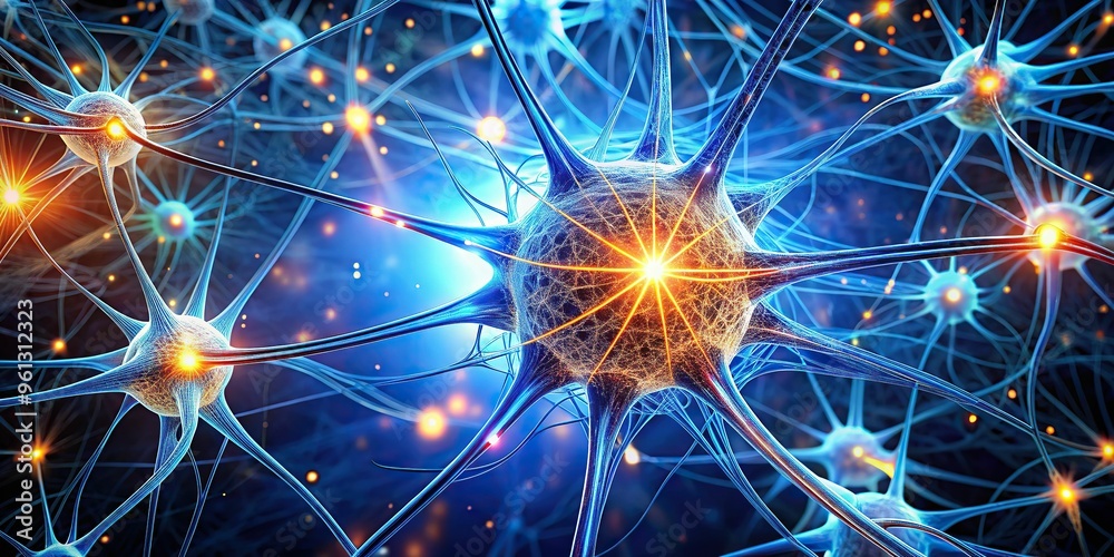 A stunning digital artwork depicting a glowing neural network, with intricate patterns and connections, set against a deep blue gradient background, radiant and lifelike. A stunning digital artwork depicting a glowing neural network, with intricate patterns and connections, set against a deep blue gradient background, radiant and lifelike.