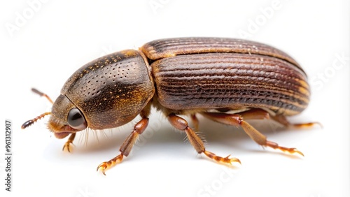 Bark beetle Phloeosinus aubei isolated on a white background at a tilted angle