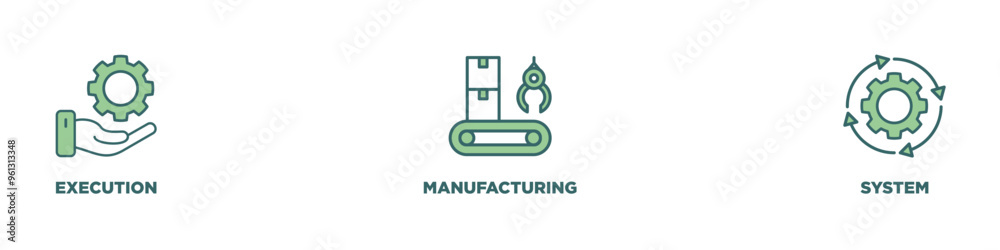 Mes banner web icon vector illustration concept of manufacturing execution system with icon of factory, service, automation, operation, production, distribution, management, structure, and analysis Mes banner web icon vector illustration concept of manufacturing execution system with icon of factory, service, automation, operation, production, distribution, management, structure, and analysis