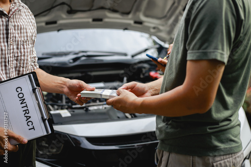 A car accident involves damaged vehicles, often resulting in broken bumpers,dents, and safety concerns. People including drivers and passengers, may face injuries.Post-accident examining the damage