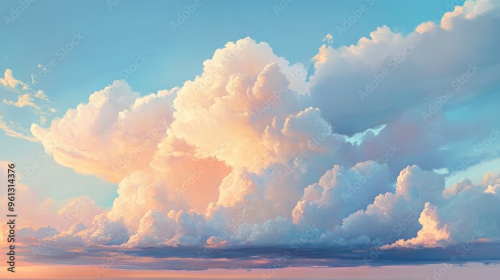 Pastel Clouds in Tranquil Sky, soft hues of pink and blue blend harmoniously, creating a serene atmosphere with fluffy clouds drifting gently across the peaceful expanse. Pastel Clouds in Tranquil Sky, soft hues of pink and blue blend harmoniously, creating a serene atmosphere with fluffy clouds drifting gently across the peaceful expanse.
