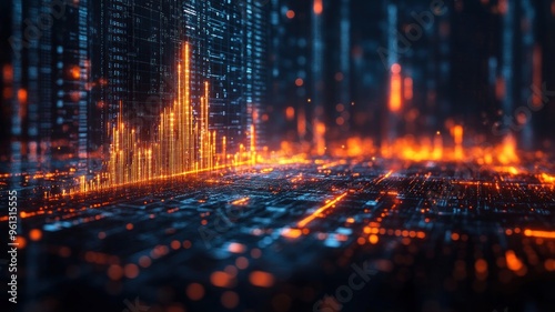 Wallpaper Mural A blockchain data visualization in a digital environment, representing finance, technology, and data analysis. Torontodigital.ca