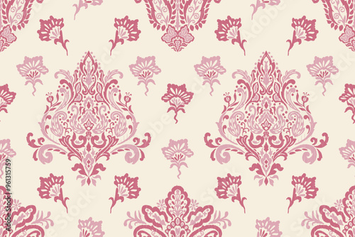 Motifs African paisley boho Floral Ikat seamless pattern embroidery border. Ethnic ikat saree sarong  flower design for Ikat pattern and Ethnic Pattern.Border indian floral Aztec embroidery patterns.