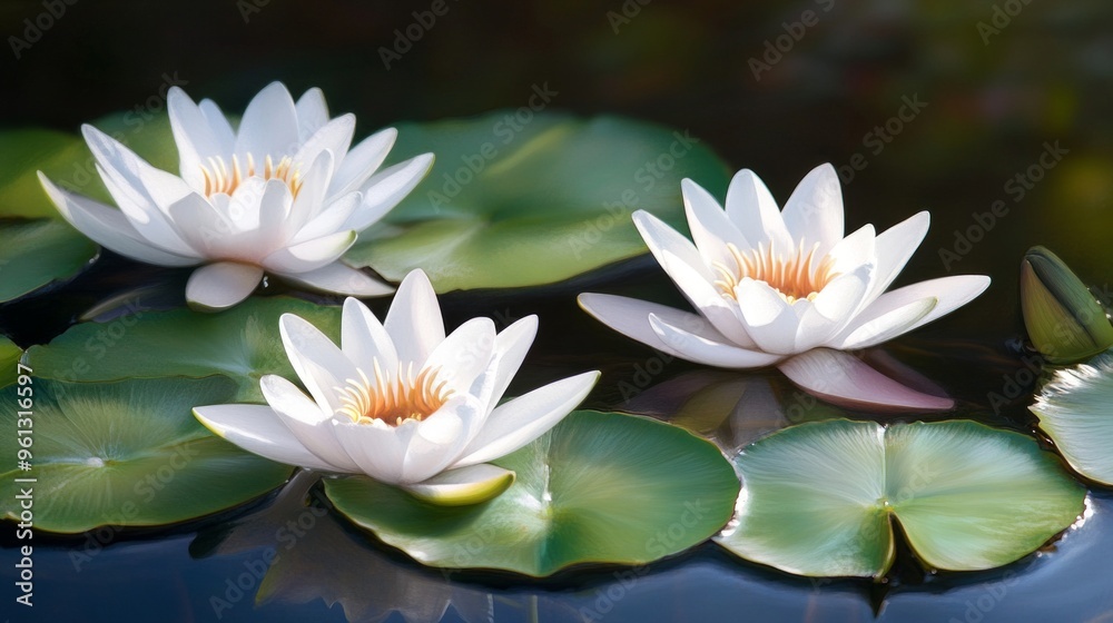 Serene Lily Pond, a peaceful pond adorned with blooming lilies, reflecting tranquility and calm beauty in a harmonious natural setting. Serene Lily Pond, a peaceful pond adorned with blooming lilies, reflecting tranquility and calm beauty in a harmonious natural setting.