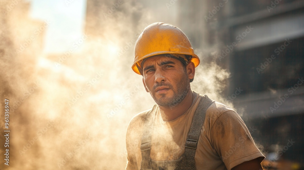 Construction Worker in Dusty Environment Construction Worker in Dusty Environment