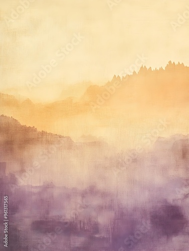 Serene Mellow Ochre and Dusky Lavender Landscape Background