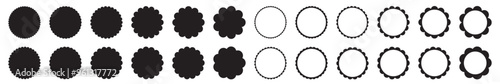 Elegant scalloped circle frame set. Lace and classic styles in vector format.