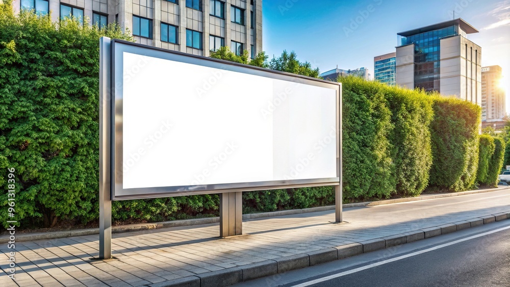 Billboard on sidewalk outside building Billboard on sidewalk outside building