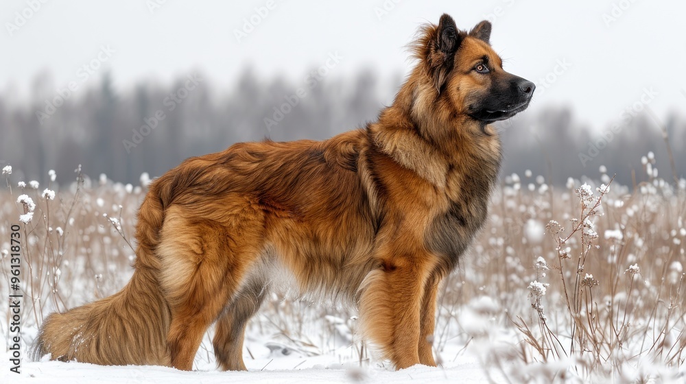 Majestic German Shepherd in Winter Wonderland Majestic German Shepherd in Winter Wonderland