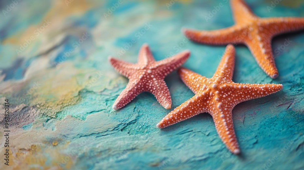 Starfish on a bright background, evoking a summer mood and the anticipation of a vacation Starfish on a bright background, evoking a summer mood and the anticipation of a vacation