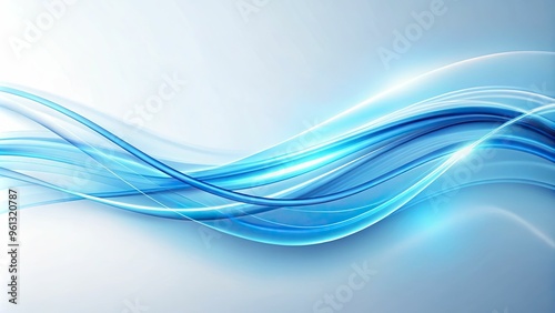 Glowing blue lines streak across a minimalist white background, their gentle curvature and subtle gradations of brightness imbuing the image with a sense of calm and serenity.