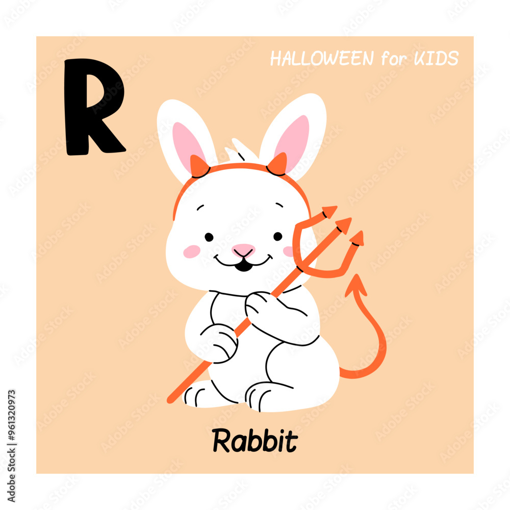 Illustrated alphabet letter R and rabbit. Illustrated alphabet letter R and rabbit.