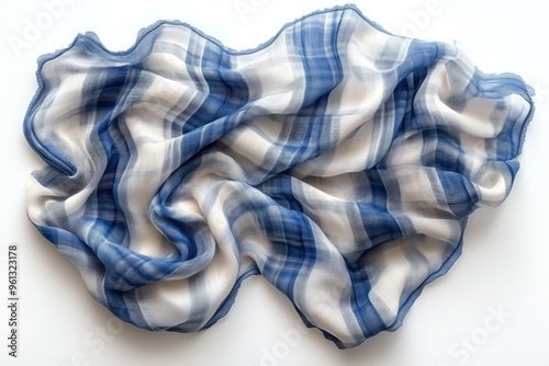 Isolated Blue & White Checkered Euphony with Minimalist White Backdrop