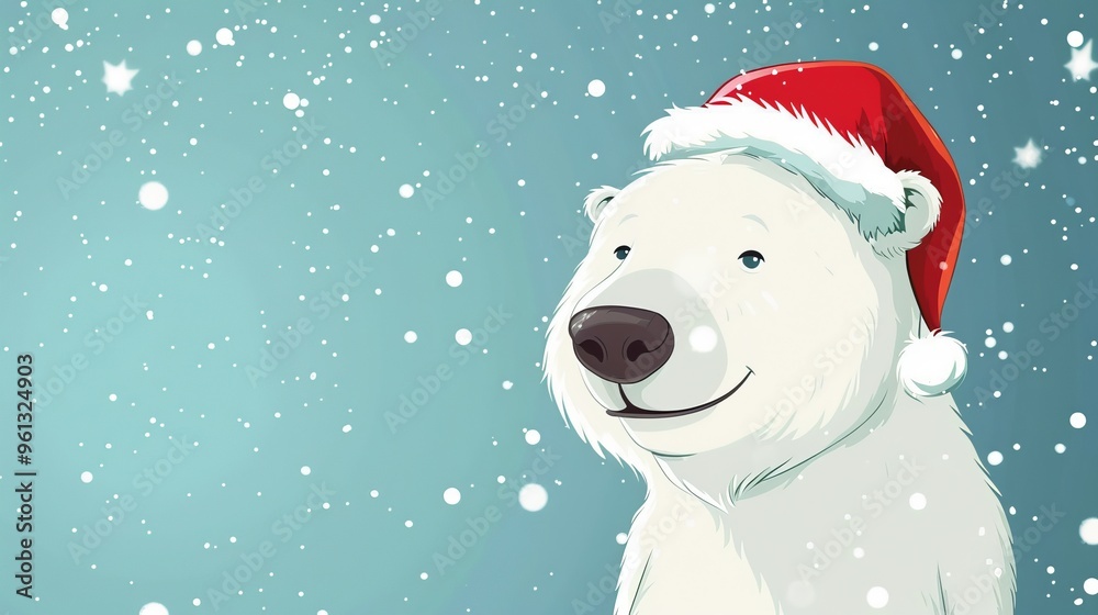 Funny polar bear in Santa Claus hat on bright background. New Year and Christmas holidays concept, copy space
Funny polar bear in Santa Claus hat on bright background. New Year and Christmas holidays concept, copy space
