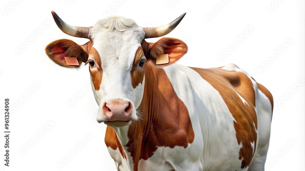 Black and white cow with red spots isolated on white background Black and white cow with red spots isolated on white background