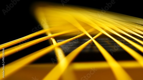 A close-up image of yellow guitar strings. The strings are clearly visible, and the details of the strings can be seen. The strings are made of a thin, yellow material photo