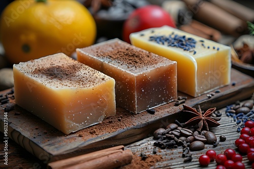 Handmade Organic Soap Bars with Natural Ingredients and Spices for Aromatherapy and Skincare