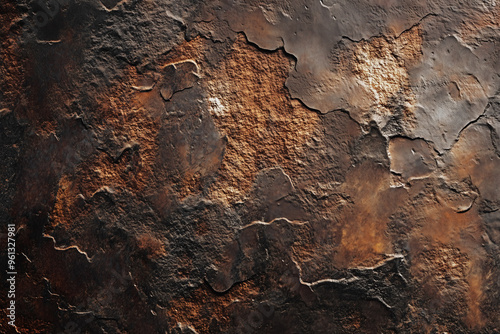 Close-up of Dark Rusted Metal Surface with Corrosion and Textured Erosion