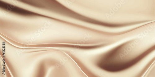 Beige smooth elegant light silk fabric background. Textile texture. Vector illustration	
